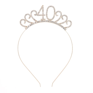 Diadème étincelant avec strass pour 40ème anniversaire avec élégant chiffre 40 en cristal