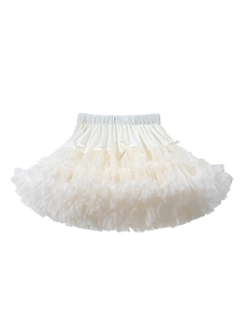 Elegant white tiered mesh tutu skirt featuring layered tulle and a delicate bow waistband