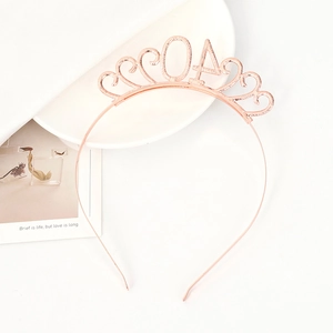 Serre-tête couronne or rose avec strass pour célébration de 40ème anniversaire