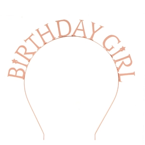 Rose gold Birthday Girl headband with stars for children birthday party celebration