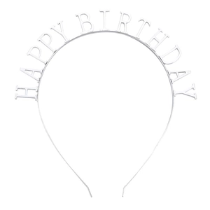 Ασημί στέκα Happy Birthday για πάρτι αξεσουάρ μαλλιών για εορτασμούς γενεθλίων