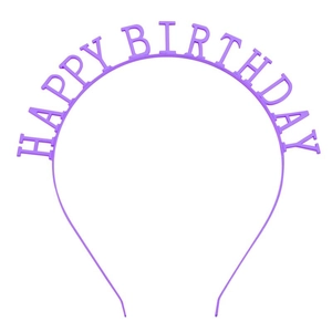 Μωβ στέκα Happy Birthday με γράμματα από κράμα για διακόσμηση πάρτι γενεθλίων
