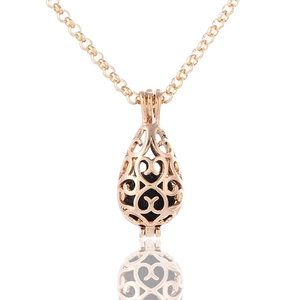 Collana Diffusore per Aromaterapia in Rame a Goccia d'Acqua Vintage Con Pietra Vulcanica Ciondolo Harmony Ball Per Donna Regalo Gioielli