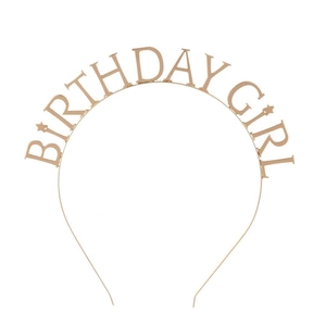 Roségouden Birthday Girl metalen haarband tiara voor verjaardagsfeest accessoires