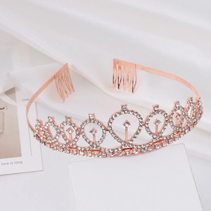 Fashion Alloy Rhinestone Crown Tiara For Women Birthday Party Wedding Headband Elegant Bridal Hair Accessories With Comb