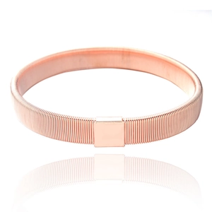 Roségoldenes Federarmband mit quadratischer Metallplatte, elastischer Armreif für Herren