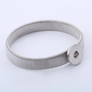 Adjustable silver spring metal armbands with button base for shirt sleeve garter