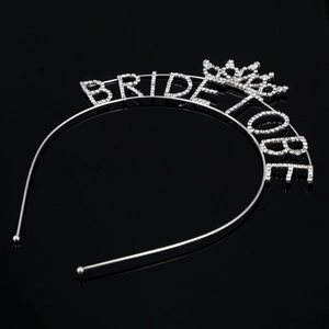 Cerchietto Bride to be in argento con corona di strass per la futura sposa alla festa