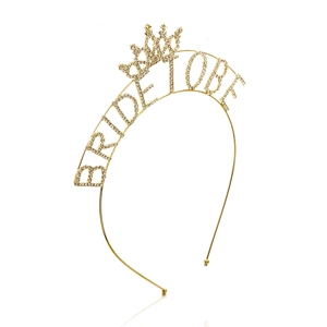 Cerchietto dorato Bride To Be con strass di cristallo e corona per festa della sposa