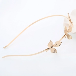 Serre-tête doré avec feuilles en alliage et détails de nervures pour accessoires mariée