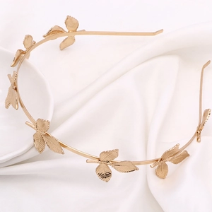 Serre-tête élégant à feuilles dorées pour coiffure de mariée avec design rétro chic