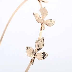 Serre-tête élégant en alliage doré avec feuilles baroques pour mariées et accessoires