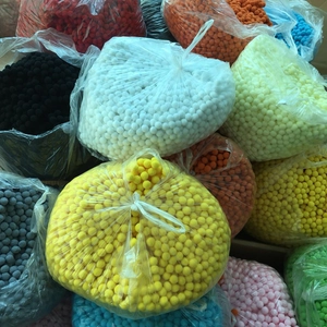 Bulk pack of colorful 16mm cotton balls for essential oil diffuser pendants and DIY crafts