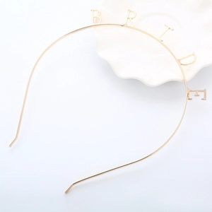 Serre-tête Bride doré élégant pour mariages et enterrements de vie de jeune fille, vue blanc