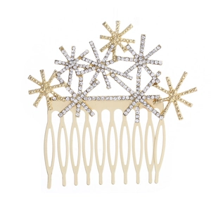 Elegant Snowflake Hair Comb For Women Bridal Alloy Rhinestone Star Hair Accessories Crystal Headpiece Christmas Gift Wedding Party