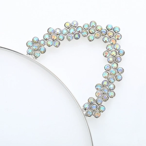 Elegante cerchietto in metallo argento con fiocchi di neve in cristallo AB arcobaleno