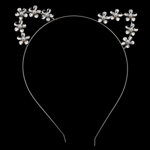 Serre-Tête Oreilles De Chat Avec Fleur En Alliage Et Imitation Künstliche Perle Accessoire Cheveux Mode Pour Femmes Cadeau Noël