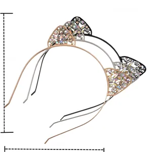 Detailansicht der Strass-Katzenohr-Haarbänder in Silber Schwarz und Roségold