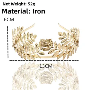 Detailed view of golden leaf crown with precise dimensions of 13cm width and 6cm height