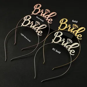 Detailed set of four metallic Bride headbands in rose gold, gold and KC gold finishes