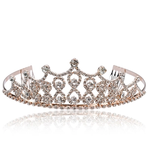 Elegant Alloy Rhinestone Bridal Crown Tiara For Women Girls Wedding Party Fashion Headwear Hair Accessories Gold Silver