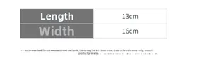 Size guide for pearl crystal headband showing product dimensions 13cm by 16cm clearly