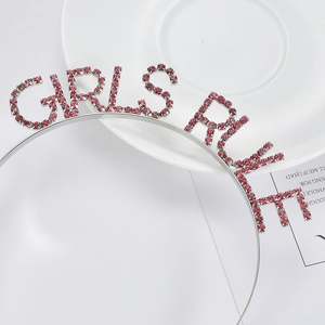Silberner Metall-Haarreif mit rosa Strass Girls Rule Slogan für modisches Styling
