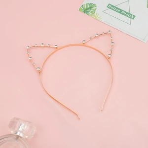 Cute rose gold cat ear headband with pearls and crystals for elegant hair styling