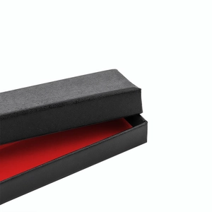 Rectangular black leather texture gift box with red lining for watches and necklaces