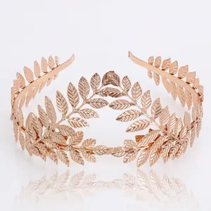 Baroque Metal Leaf Crown Headband Grecian Style Hair Hoop Bridal Wedding Birthday Party Hair Accessories For Women Girls Gift