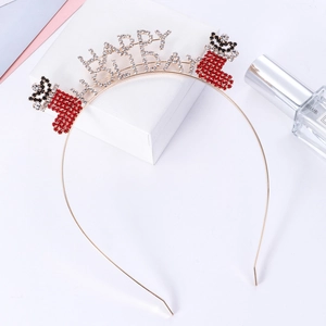 Detailansicht des Happy Holidays Haarreif mit Strass und festlichen Weihnachtsstrümpfen