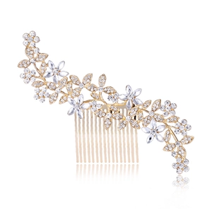 Elegant Alloy Rhinestone Leaf Bridal Hair Comb Flower Petal Wedding Headpiece For Women Luxurious Formal Party Hair Decor