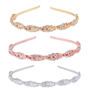 Elegant Alloy Rhinestone Leaf Headband For Women Wedding Bridal Party Vintage Gold Silver Rose Gold Hair Accessories