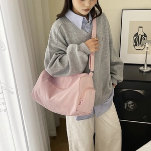 Pink large capacity sports gym bag for yoga and travel with adjustable shoulder strap