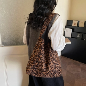 Borsa tote minimalista con stampa leopardata da donna con grande capacità retrò