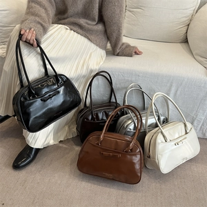 Vintage Bow Underarm Bag For Women Fashion PU Leather Shoulder Bag Large Capacity Commuter Tote Handbag With Top Handle