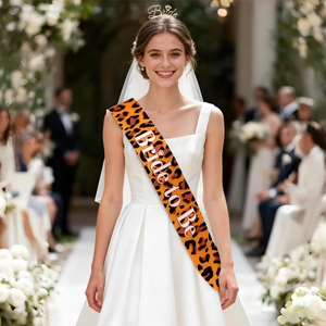 Bride to Be Schärpe im Leopardenmuster mit funkelndem Strass-Stirnband für die Brautparty