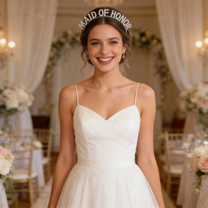 Elegante cerchietto MAID OF HONOR con strass per matrimoni e feste di addio al nubilato