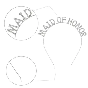 Cerchietto argento Maid of Honor con strass scintillanti per accessori capelli sposa