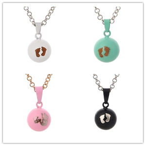 Copper Baby Footprint Harmony Ball Necklace For Pregnant Women Long Box Chain Musical Pregnancy Bell Pendant Jewelry