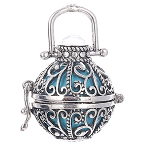 Retro Hollow Copper Aroma Locket Ball Pendant With Rhinestone DIY Cage Charm Harmony Ball Pendant Only For Jewelry Making