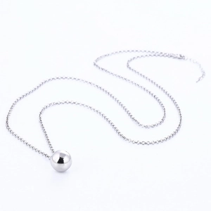 Polished silver chime ball necklace with minimalist long chain for pregnancy prenatal gift