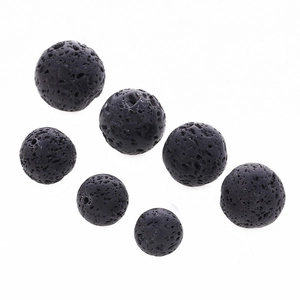 Natural Volcanic Lava Stone Beads Matte Black Porous Round Loose Beads For DIY Jewelry Making Bracelet Necklace Accessories