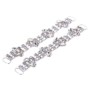 Sparkling crystal shoe buckles with silver rhinestone inlay for sandals and flip-flops
