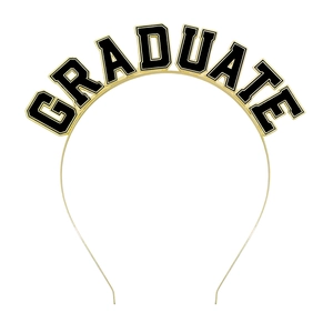Golden Graduate headband and sash set for graduation party decorations on white background