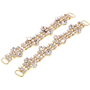 Pair of gold crystal buckle chains with rhinestones for sandals and fashion accessories