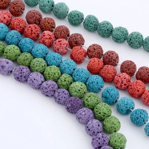 Colorful natural porous lava stone beads for DIY jewelry making in various vibrant shades
