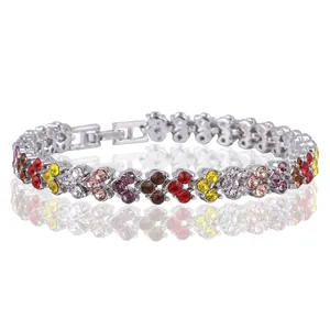 Bracelet Coeur en Alliage et Cristal Élégant pour Femme Strass Brillant Bracelet Romain Bijoux Cadeau de Noël
