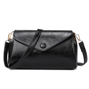Chic black faux leather square shoulder bag with gold hardware for women