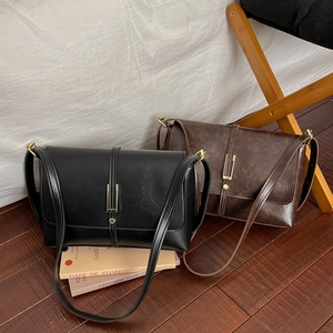 French Retro Niche Design Shoulder Bag For Women PU Leather Solid Color Square Crossbody Bag Minimalist Office Commute Handbag